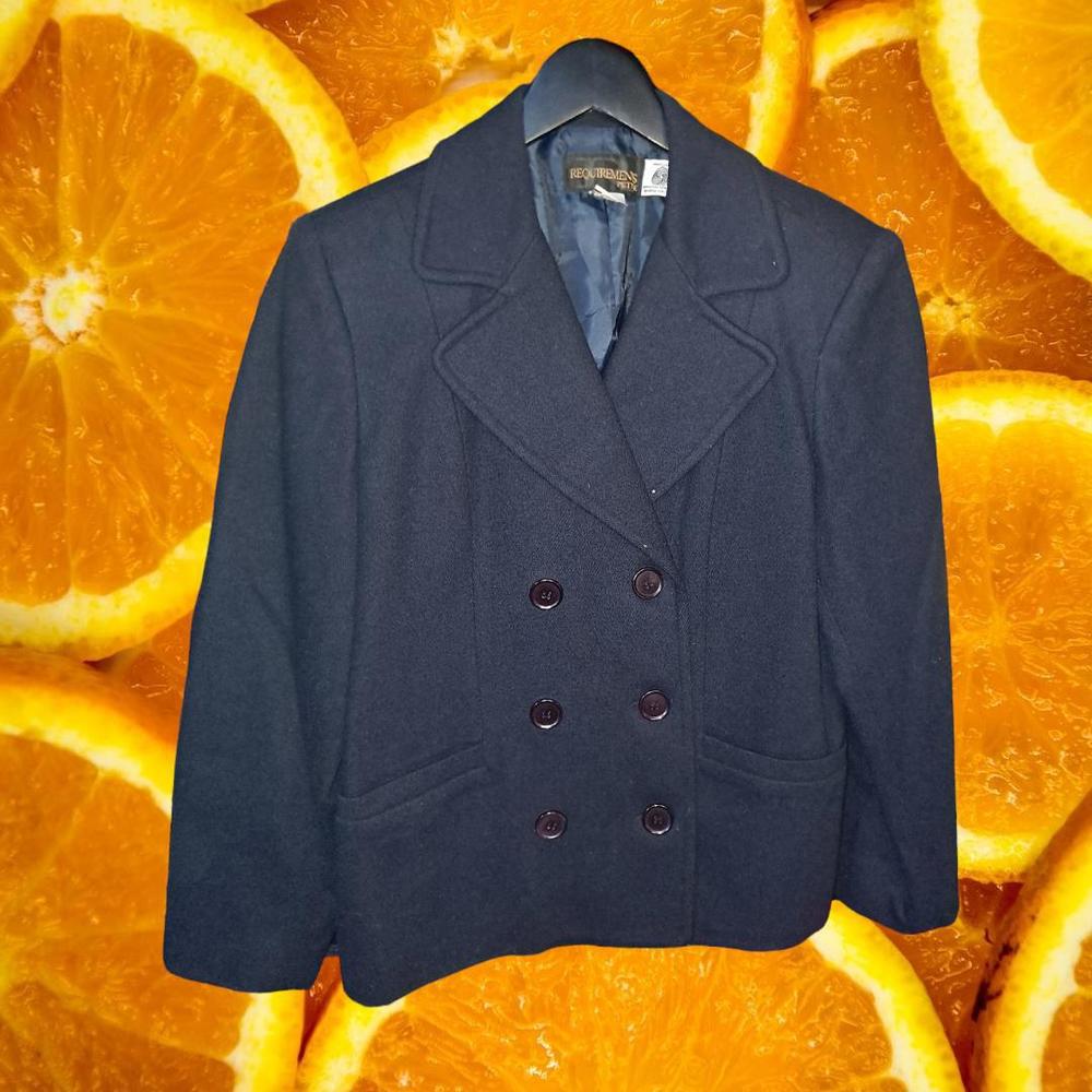 Requirements Double Breasted Navy 100% Wool Pea Coat‎ Size 8